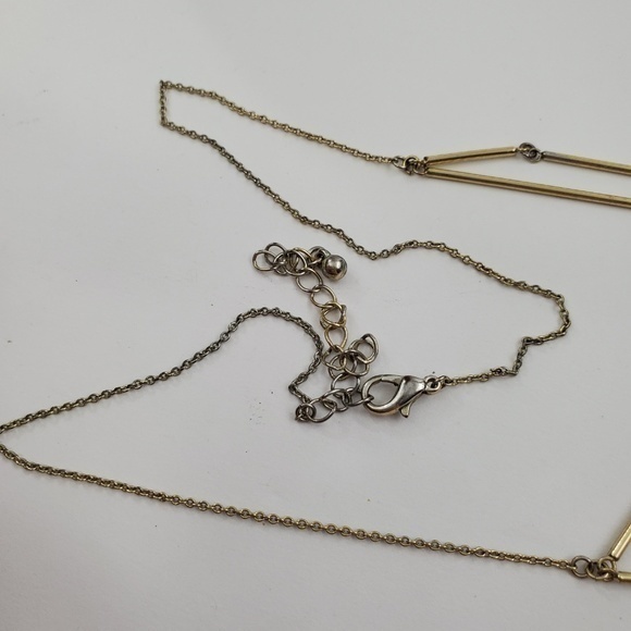 Chevron Necklace Gold Tone Boho Tribal Arrow Dangl - Picture 4 of 6